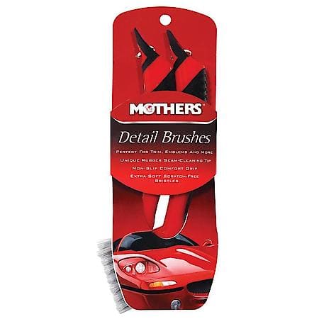 Mothers Interior & Exterior Detail Brush Set 2 Pack - Perfect for Auto Trim, Emblems, Vents & Seats