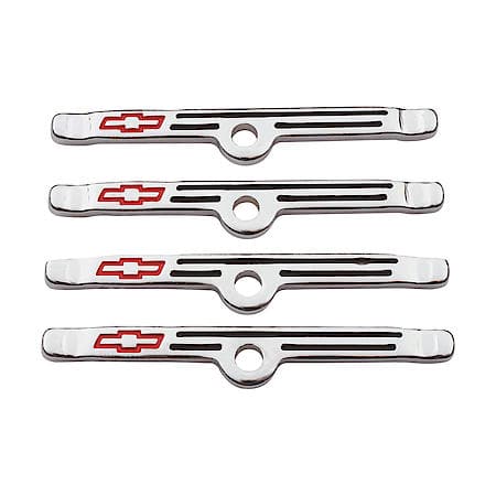 Valve Cover Hold Downs, Chrome, Fits 1955-1986 262-400 SBC V8 and V6 Engines, 4 per Pkg