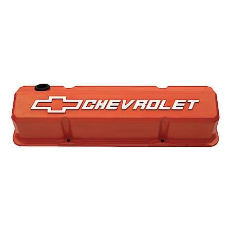 Chevy Orange Valve Covers: Chevrolet 262-400 '59-'86, Tall, Aluminum