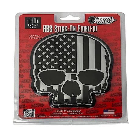 USA Flag Skull ABS Chrome & Black ABS Emblem