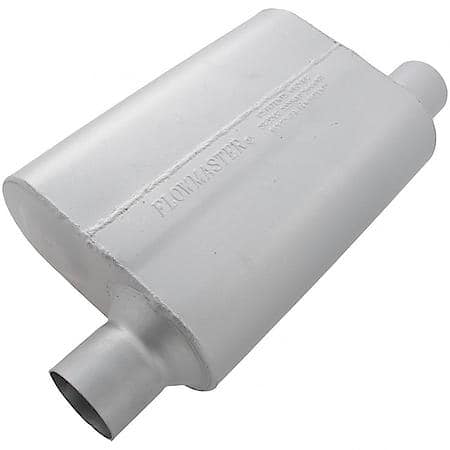 40 Series Muffler, 2.5in Offset Inlet 2.5in Same Side Out Outlet, Non-Reversible, Aggressive Sound