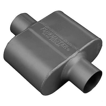 10 Series Muffler, 3in Center Inlet 3in Center Outlet, 6.5in long, Non-Reversible, Aggressive Sound