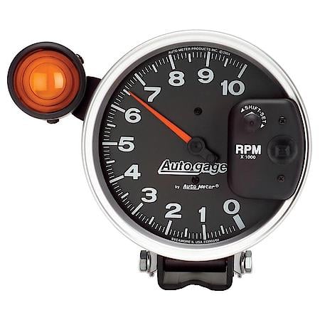 Gauge, Tachometer, 5", 10K Rpm, Pedestal W/ Ext. Shift-Lite, Black, Auto Gage