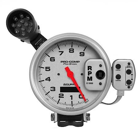 Gauge, Tach, 5", 9K Rpm, Pro-Stock Pedestal W/ Super Lite and Peak Mem, Ultra-Lite