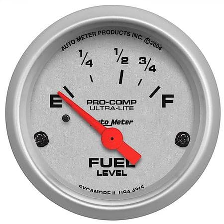 Gauge, Fuel Level, 2 1/16", 73 Ohms e To 10 Ohms f, Elec, Ultra-Lite