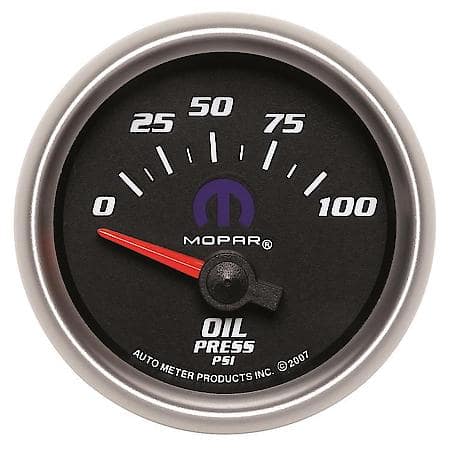 Gauge, Oil Pressure, 2 1/16", 100Psi, Electric, Black, Mopar