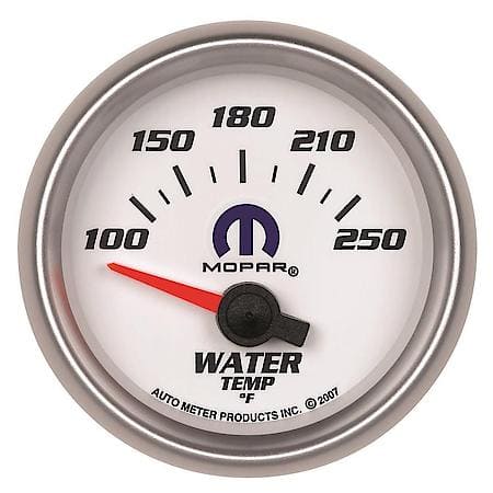 Gauge; Water Temperature; 2 1/16"; 100-250 Deg. F; Electric; White; Mopar