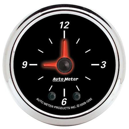 Gauge; Clock; 2 1/16"; 12 Hour; Analog; Designer Black II