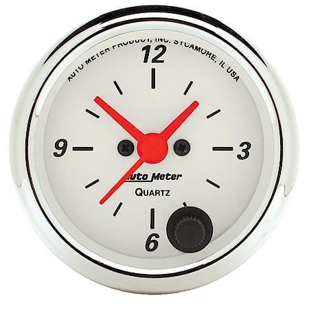 Gauge, Clock, 2 1/16", 12Hr, Analog, Arctic White