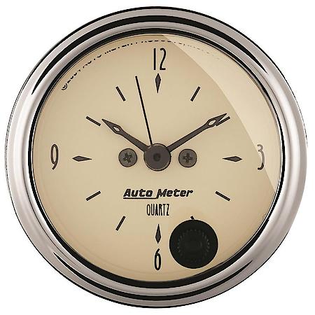 Gauge, Clock, 2 1/16", 12Hr, Analog, Antique Beige