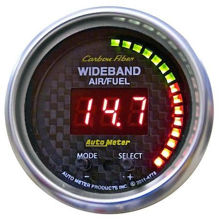 Gauge, Air/Fuel Ratio-Pro, 2 1/16", 10:1-20:1, Digital W/ Pk and Wrn, Carbon Fiber