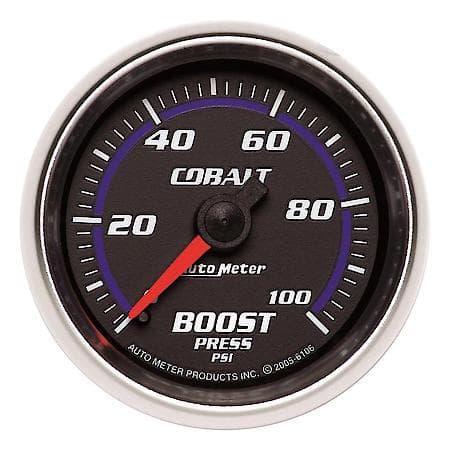 Gauge; Boost; 2 1/16"; 100 PSI; Mechanical; Cobalt