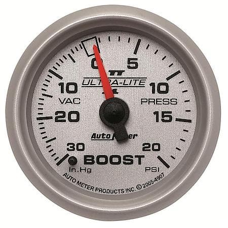 Gauge; Vac/Boost; 2 1/16"; 30Inhg-20 PSI; Mechanical; Ultra-Lite II