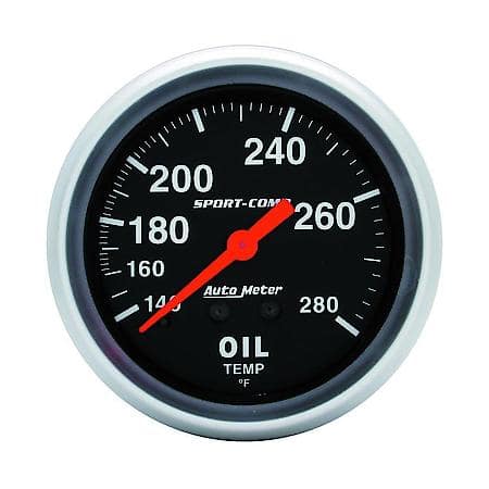 Gauge, Oil Temp, 2 5/8", 140-280f, Mechanical, Sport-Comp