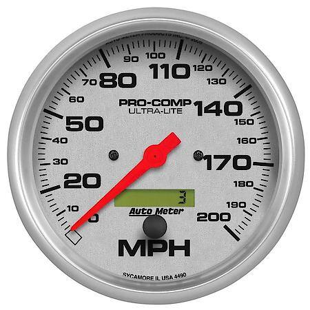 Gauge, Speedo, 5", 200Mph, Elec. Program W/ Lcd Odo, Ultra-Lite