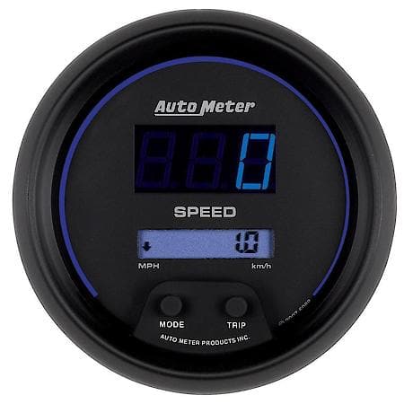 Gauge, Speedo, 3 3/8", 260Mph / 260Km/H, Elec Program, Digital, Black W/ Blu Led