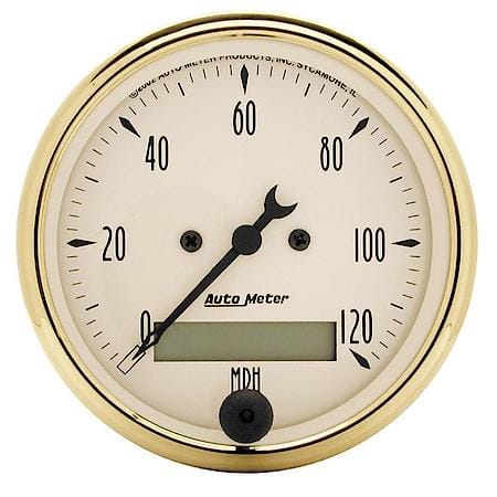 Gauge, Speedometer, 3 1/8", 120Mph, Elec. Prog. W/ Lcd Odo, Golden Oldies