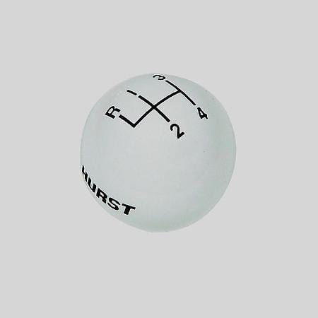 White Shifter Knob 4 Speed Pattern, 3/8-16 Threads