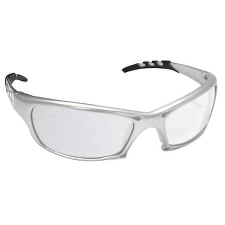 GTR Safety Glasses with Silver Frame and Clear Lens in Clamshell Packaging