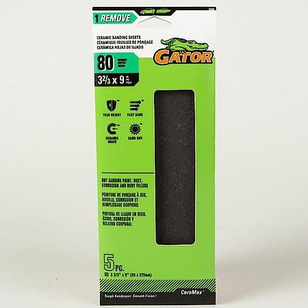 3-2/3" x 9" Clamp-on Ceramic 1/3 Sanding Sheets, 80 Grit, 5 Pack