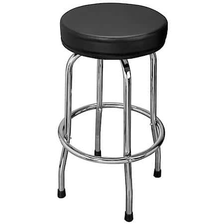 ATRP6185B Swivel Bar Stool: Padded Garage/Shop Seat with Chrome Plated Legs, Black