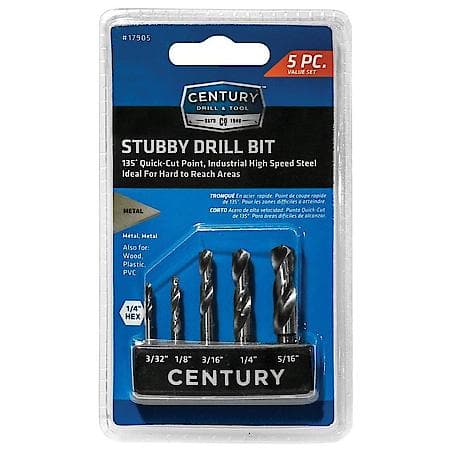 5-Piece Stubby Drill Bit Set for Hard-to-Reach Areas