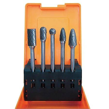 5Pc Long Double Cut Carbide Burr Set 4.5"