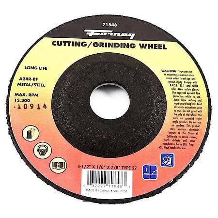 Forney Cut-Off Wheel, Metal, Type 27, 4-1/2 Inch x 1/8 Inch x 7/8 Inch ...