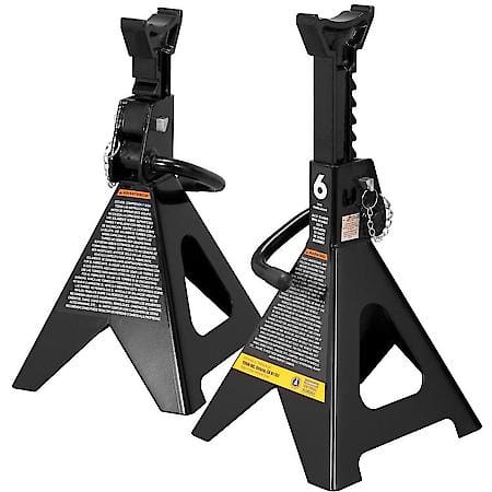 6 Ton (12,000 LBs) Capacity Double Locking Steel Jack Stands, 2 Pack, Black, AT46002AB