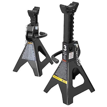 3 Ton (6,000 LBs) Capacity Double Locking Steel Jack Stands, 2 Pack, Black, AT43002AB