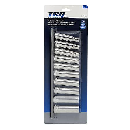 10-Piece 1/2" Drive 12-Point Deep Socket Set (Metric)