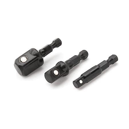 3 Piece Impact Stubby Socket Adapter Set with 1/4" Hex Shanks