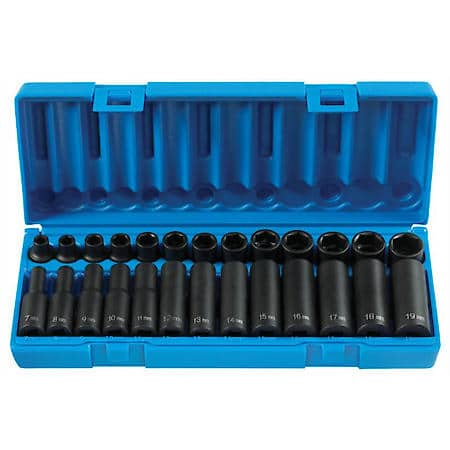 26 Piece 3/8" Drive 6 Point Standard and Deep Metric Impact Socket Set