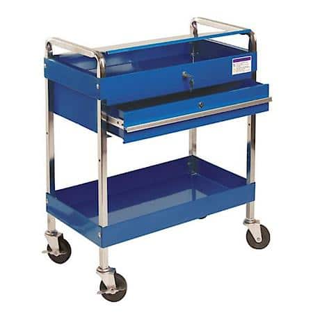 Service Cart With Locking Top and Drawer - Blue