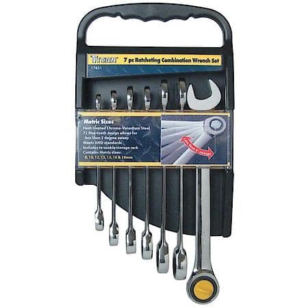 7 PIece Ratcheting Metric Combination Wrench Set