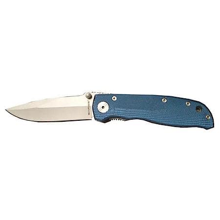 4-3/4" Folding Knife with Stainless Steel Blade and Blue Diamond Cut Aluminum Handle