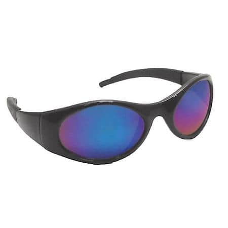 Stingers High Impact Safety Glasses - Black Frames/Blue Mirror Lens (Clamshell Packed)