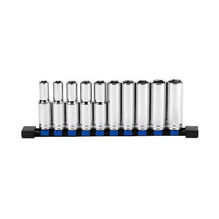 1/2 in. Drive 6-Point Deep Socket Set, Metric, 10 Piece