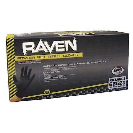 Raven Black 6Mil Pf Nitrile Gloves, Small (Pk Of 100)