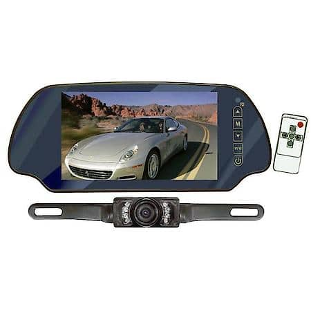 7" Mirror Monitor with License Plate Mount Rear View Night Vision Camera