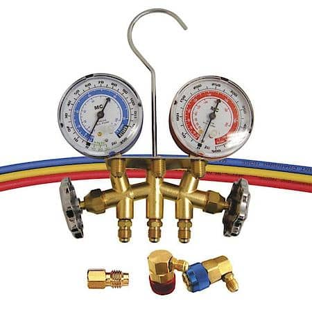 Dual R-12/R-134A Brass Manifold Gauge Set