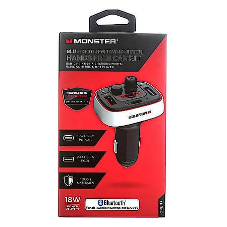 Bluetooth Hands-Free Car Kit with FM Transmitter and Fast Charging