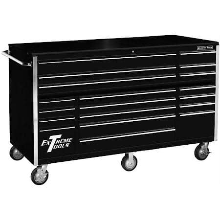 72" 19 Drawer Roller Cabinet, Black