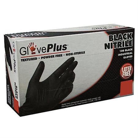 L Gloveplus P/F Textured Black Nitrile Gloves (100 Per Box)