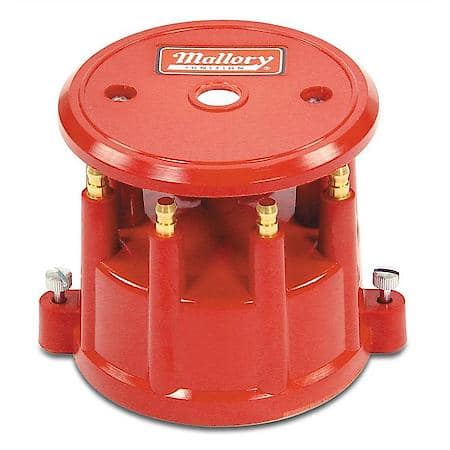 Mallory Cap: Dist: 8Cyl Screw Down Red