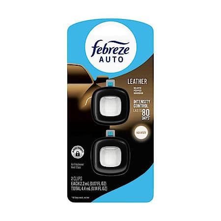 Car Vent Clip Air Freshener, Leather Scent, 2 Pack