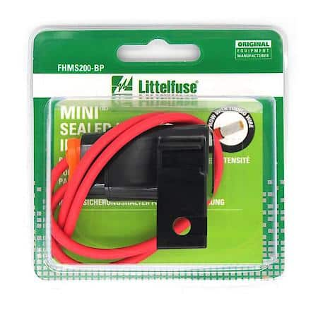 Sealed Mini Fuseholder 12 Awg: 1-30 Amp, Black W/ Red Wire, Fuse Holder, 1 Pack