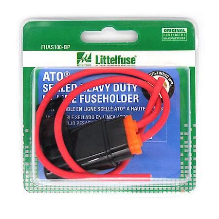 Sealed ATO Fuseholder 12 Awg: 1-30 Amp, Black W/ Red Wire, Fuse Holder, 1 Pack