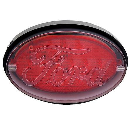 Oval Hitch Cover w LED Brake Light Featuring Ford Logo - Fits 2 Inch Hitch Receivers