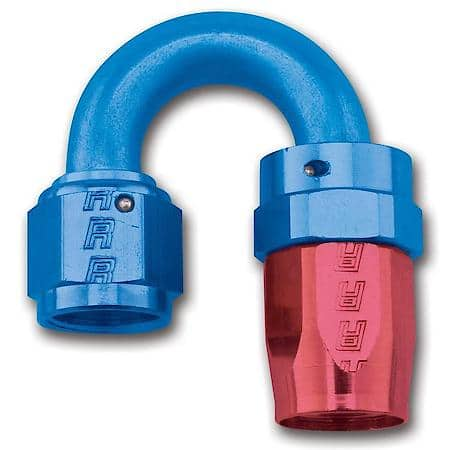 Full Flow Swivel Hose End, Radius - 9/16", Red/Blue, 180°